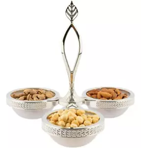 Modefa türkische Luxus geschnittene Servierschale | Dreifachglasschüssel Set - silber - Bild 1 von 2