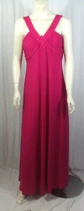 1970s Vintage Pink Dress Prom Cerise Chiffon Hippy Size 10 Lined Evening Lined - Picture 1 of 7