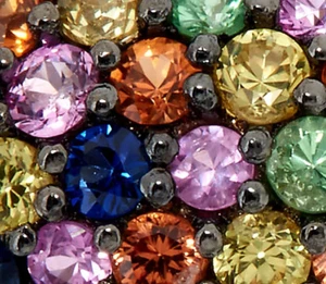 2,20 ct zwei Farben Saphir und Tsavorit gewölbter Ring - Sterlingsilber Größe 7 - Bild 1 von 4