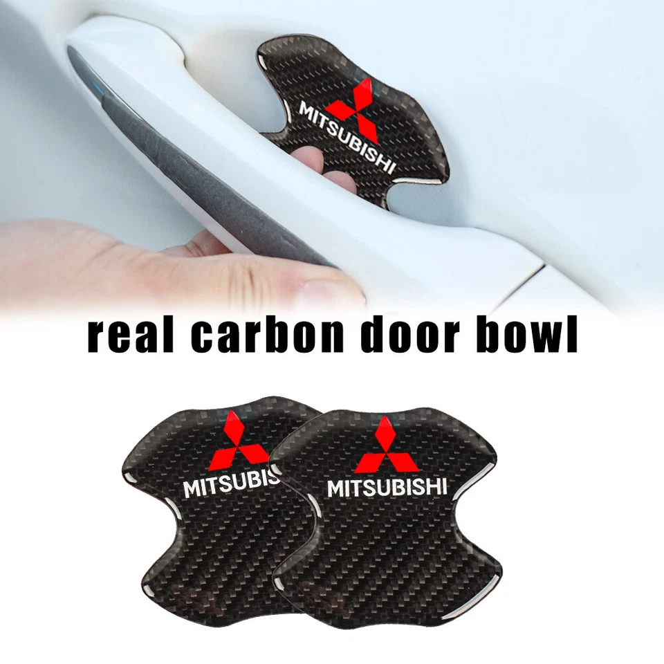 MITSUBISHI Real Carbon Anti Scratch Badge Door Handle Bowl Cover - Image 1 of 1