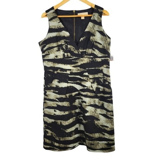 Abito Michael Kors stampa animalier pietra dietro cerniera nuovo con etichetta taglia 12 vestito donna nuovo