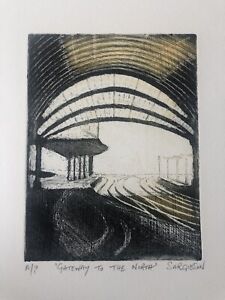 ERNEST SARGIESON b1947 artist proof ETCHING "Gateway to the North" Station Lond
