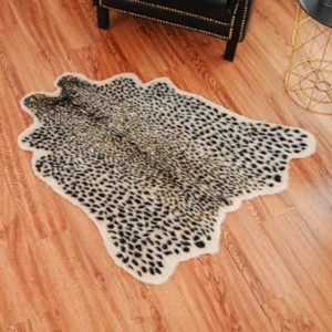 Animal Printed Zebra Leopard Tiger Cow Hide Faux Fur Rug Carpet Blanket Washable - Picture 1 of 12