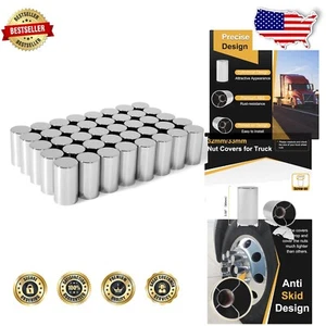40Pcs Heavy-Duty Lug Nut Covers - Weather-Resistant Chrome Caps for Trucks - Picture 1 of 9
