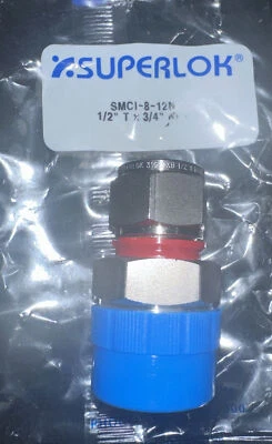 Superlok Tubing Fitting 1/2” Tube X 3/4” Male NPT Swagelok REF SS-810-1-12