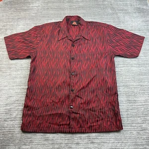 7 Diamonds Shirt Mens Large Red Y2K Button Up Camp Casual Tiger Print Hawaiian - Picture 1 of 9