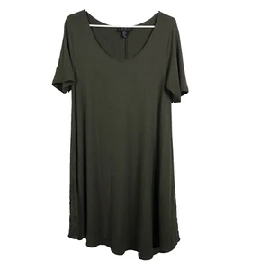 Vestido camisero de manga corta Forever 21 para mujer talla grande 1X verde oliva cuello redondo - Imagen 1 de 6