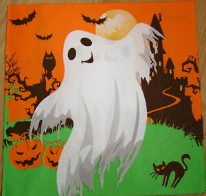paper napkins Halloween, ghost,black cat, pumpkins serviette,33cm-2pcs,decoupage