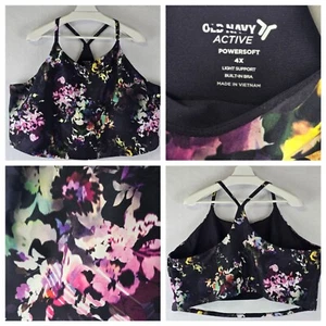 Old Navy Plus 4X Active Powersoft Racerback Sports Bra Dark Floral Light Support - Picture 1 of 18