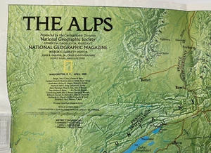 Map of the Alps Traveler's Map National Geographic Vintage Map April 1985 - Picture 1 of 14