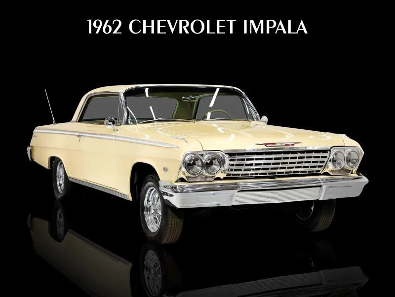 Chevrolet Impala 1962 en amarillo claro nuevo letrero de metal: ¡hermosa restauración! Foto 1 de 1