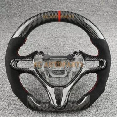 Volante Alcantara de fibra de carbono personalizado para Honda Civic 8ª generación 2006-2011 Foto 1 de 4
