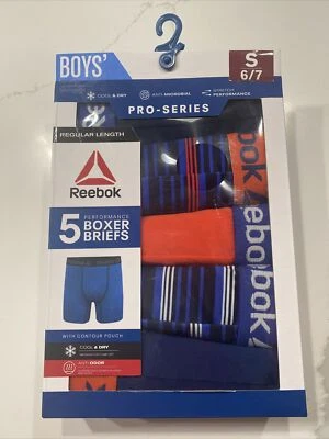Reebok Niños Pro-Series 5 Pares Calzoncillos Boxer Rendimiento Ropa Interior Talla S 6/7  Foto 1 de 2