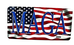 TRUMP 2024 AMERICAN FLAG MAGA METAL CAR LICENSE PLATE. MAKE AMERICA GREAT AGAIN - Picture 1 of 15