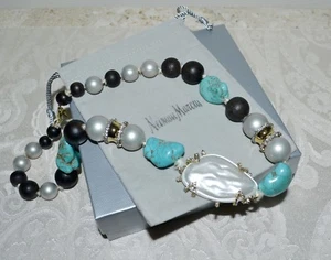 NWT $295 ALEXIS BITTAR Turquoise Elements Necklace Liquid Silk Crystal Encrusted - Picture 1 of 8
