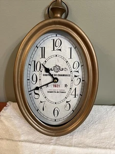 Chateau De Chombres Paris Decorative Hanging Oval Wall Clock WORKS - Picture 1 of 4