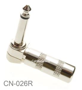 1/4" Mono TS 6.35mm Right Angle Solder-Type Phono Male Audio Connector, CN-026R - Picture 1 of 3