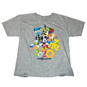 WDW Parks Walt Disney World Parks 2020 Gray T-Shirt Kids L Large Mickey Goofy - Picture 1 of 4