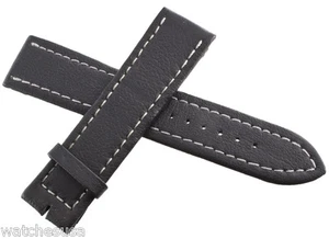 LOCMAN MENS 22MM BLACK LEATHER WATCH BAND STRAP - Picture 1 of 4