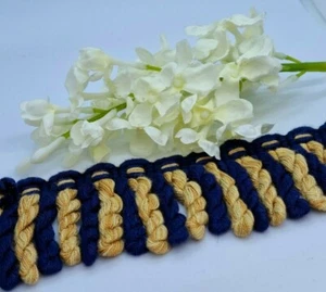 Tappezzeria lingotto frangia bordo 60 mm larghezza blu oro tende cuscini grossi - Foto 1 di 6