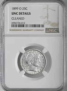 1899-O 25C FRISEUR SILBER VIERTEL NGC UNZ DETAILS "GEREINIGT" #6904196-012 - Bild 1 von 4