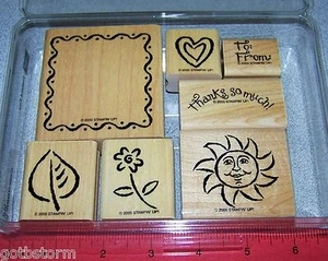 Thanks so much Rubber Stamp Set Heart Leaf Sun Flower by Stampin Up Framed Fun - Picture 1 of 8