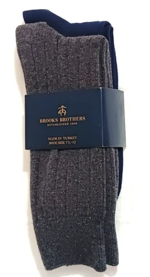 Calcetines Brooks Brothers para hombre azul gris mezcla de algodón 2 pares talla 7,5-12 NUEVOS $58 Foto 1 de 4