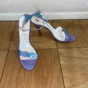 Vintage Sesto Meucci Damen-Heels offene Zehenpartie Knöchelriemen Stiletto Farbblock 8,5 - Bild 1 von 11