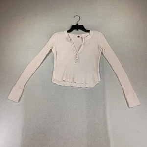 Free People Colt Thermo Top Damen XS Henley Waffelstrick Boho FP One Creme - Bild 1 von 10
