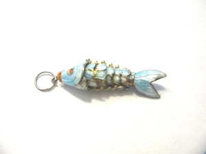 China Silberanhänger Emaille beweglicher Fisch  OM4759 - Picture 1 of 2
