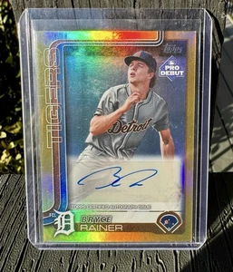 2025 Topps Pro Debut Bryce Rainer Gold Foil Auto /50 Tigers 1st Round Draft Pick - Bild 1 von 2