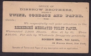 1879 cartolina fratelli Disbrow spago cordage/Recherche carta igienica medicata - Foto 1 di 2