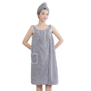 2PCS Women's Shower Wrap Robe +Hair Towel,Terry Cloth Spa Wraps Bath Towel Wr... - Picture 1 of 5
