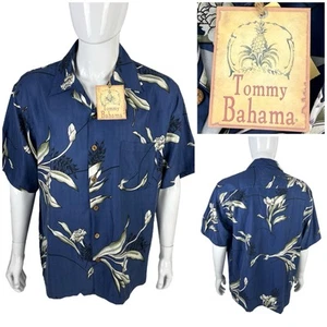 Tommy Bahama Mens Large Shirt 100% Silk Short Sleeve Floral Blue NWT Defects - Picture 1 of 12