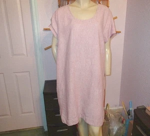 Soft Surroundings Linen Dress Size 1X Pockets Shift Short Sleeves Fairy Boho - Picture 1 of 13