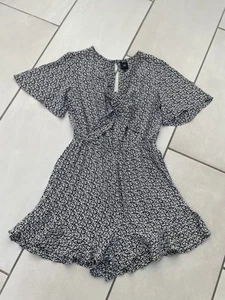 RIVER ISLAND. SIZE 8. LOVELY BLACK/WHITE DITSY SHORTS DRESS. EX COND - Picture 1 of 16
