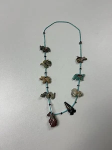 R U Vintage Necklace Colgante Fetiche Turquesa ZUNI,Indian Hand Carved - Imagen 1 de 12