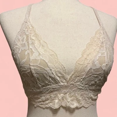 Bralette de encaje crema con hilos Tatianas hecho a mano talla S Foto 1 de 4