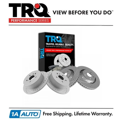 TRQ Front & Rear Ceramic Brake Pad & Performance Rotor Kit for Toyota Venza - Image 1 of 4
