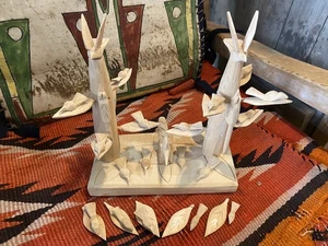 10” Hand Carved Tree Life Birds 78’ George Lopez Cordova N Mexico Folk Art AS IS - Picture 1 of 13