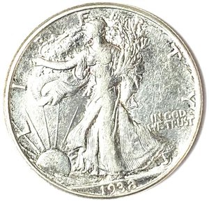 1938 D 50c Walking Liberty mezzo dollaro argento cinquanta centesimi Denver - Foto 1 di 2
