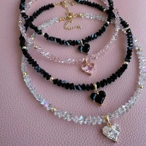 Vintage Zircon Heart Pendant Necklace Women Crystal Chain Boho Jewelry - Picture 1 of 26