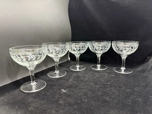 Set Of 5 Anchor Hocking Tall Sherbet Champagne Goblets Clear Glass 4.5” Tall - Picture 1 of 8