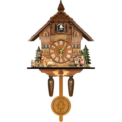GDRASUYA10 Vintage Cuckoo Wall Clock - Elegant Black Forest Design with Singing Feature