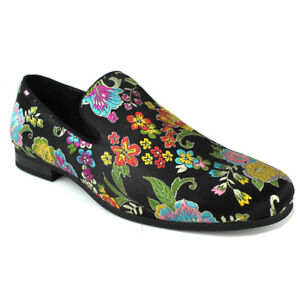 ÃZARMAN Men's Slip On Multi Color Floral Stitching Dress Shoes Loafers