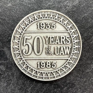 1 OZ 1935-1985 .999 FINE SILVER UAW 50 YEAR ANNIVERSARY LOCAL 1292 COIN ROUND - Picture 1 of 4