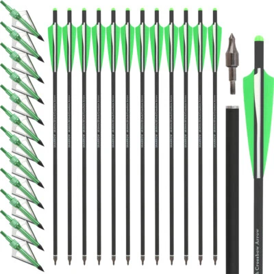 12 X 16 17 18 20 22'' Crossbow Bolts Carbon Shaft Screw-in Broadhead Hunting - Image 1 of 4
