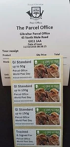 MONKEY STRIPS - GI03 - GIBRALTAR 'THE PARCEL OFFICE' - WORLD POST DAY O/P - FDI - Picture 1 of 7