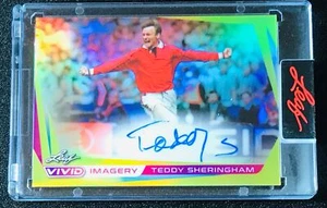 2022 Leaf Vivid Imagery Auto Yellow Teddy Sheringham Man United 1/10 - Picture 1 of 2