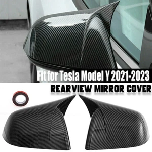 For 2020-2022 Tesla Model Y Carbon Fiber Style Mirror Cover ABS Car Accessories - Picture 1 of 10